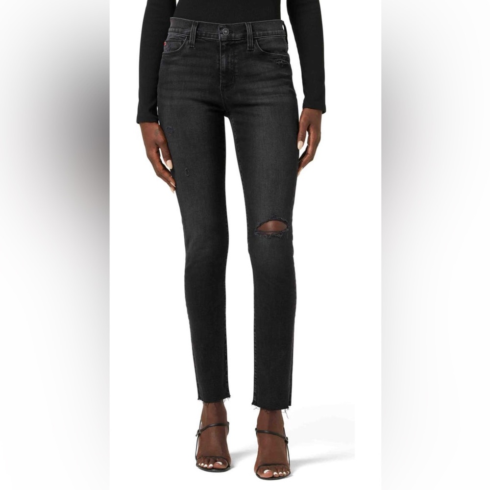 Hudson Jeans Distressed Black Natalie Super Skinny Size 30